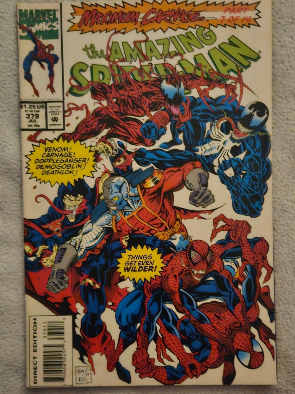 THE AMAZING SPIDERMAN marvel 1993 #379 raw Grade 9-9.4